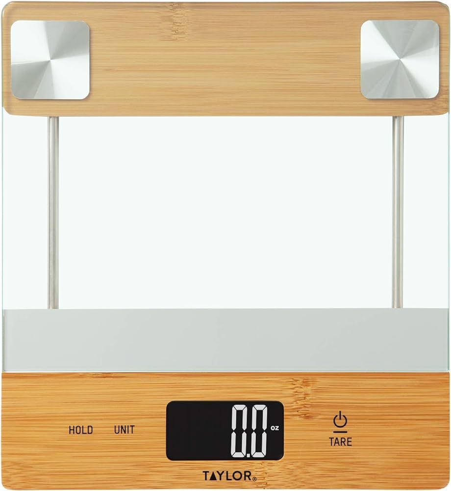 Taylor Digital Glass/Bamboo Household Kitchen Scale, 11 Pound Capacity, Natural | Amazon (US)