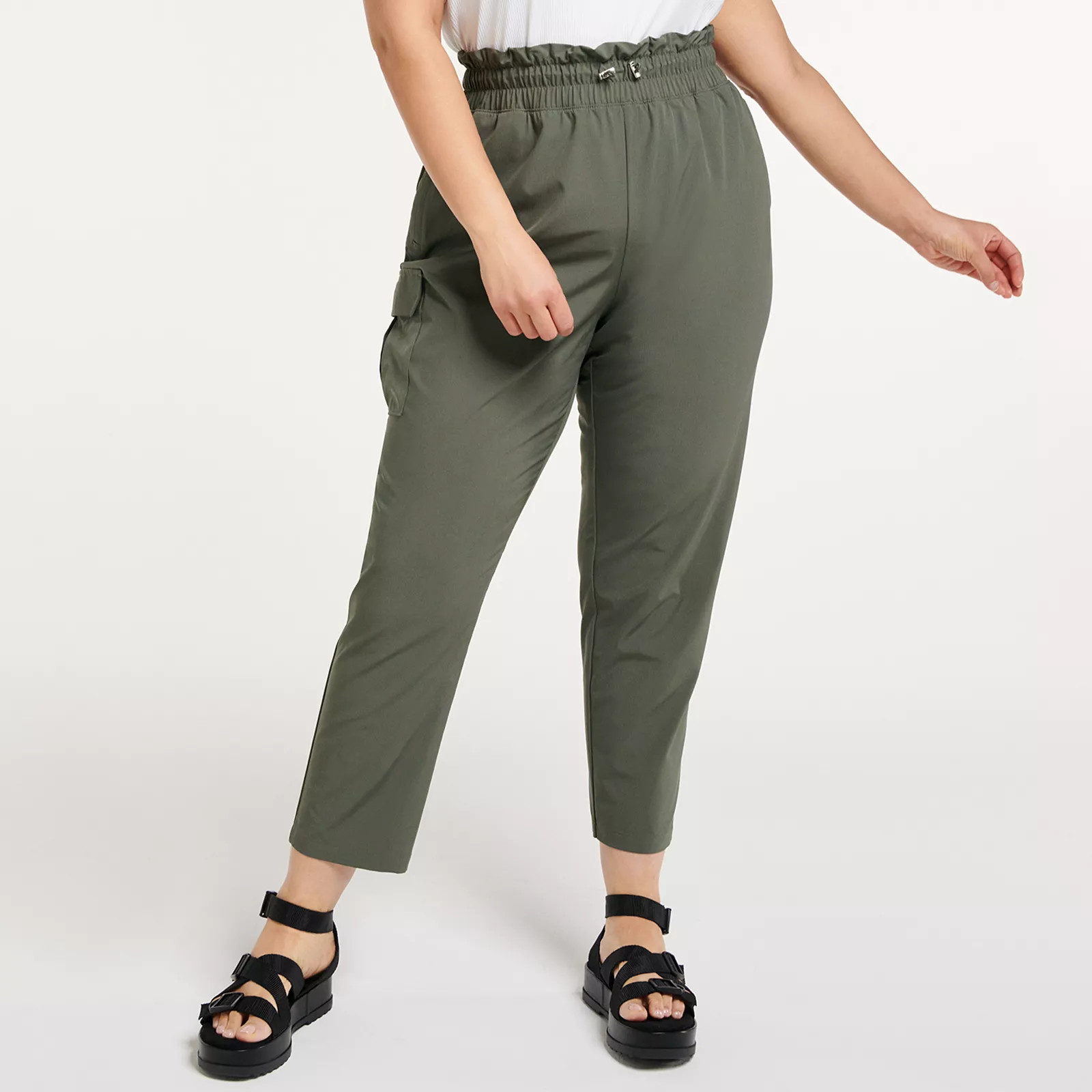 Plus Size FLX Paperbag-Waist Cargo Pants, Women's, Size: 1XL, Med Grey | Kohl's