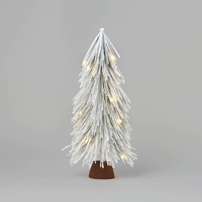 18" Pre-Lit Battery Operated LED Flocked Glitter Artificial Christmas Tree White Lights - Wonders... | Target