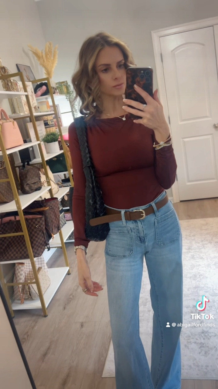 Thanksgiving Outfit! Wearing a fitted long sleeve body suit from H&M, Belt Is from H&M, Jeans are from Vici, bag is from Target, shoes are from Amazon. (Linking similar options for things I wasn’t able to find). 

#LTKGiftGuide #LTKSeasonal #LTKHoliday