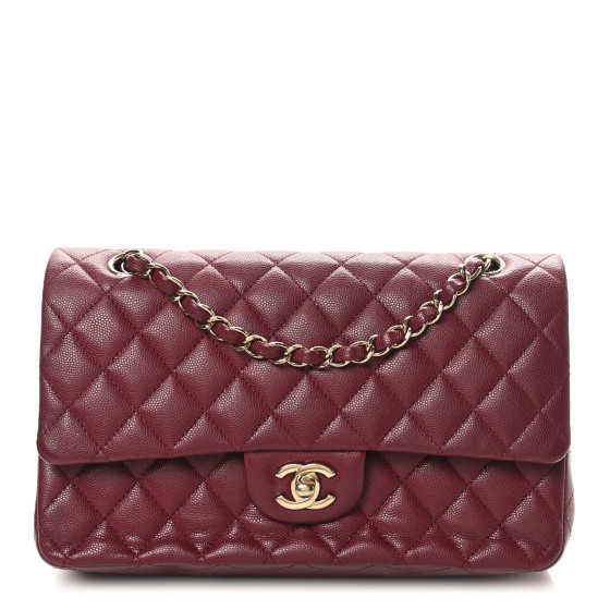 Caviar Quilted Medium Double Flap Burgundy | FASHIONPHILE (US)