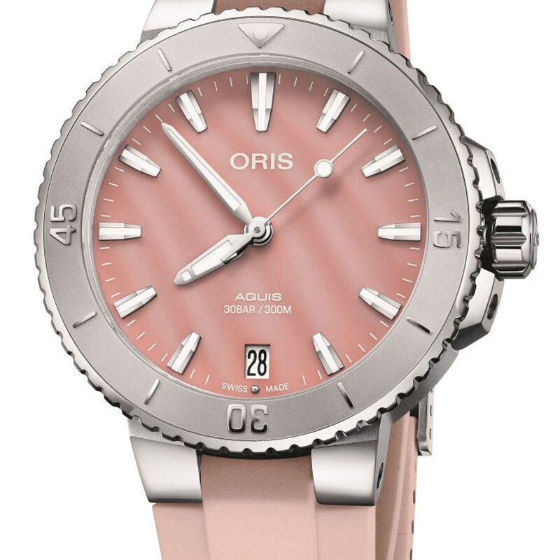 Oris Aquis Date Watch Pink Dial, 36.5mm | Ben Bridge Jeweler