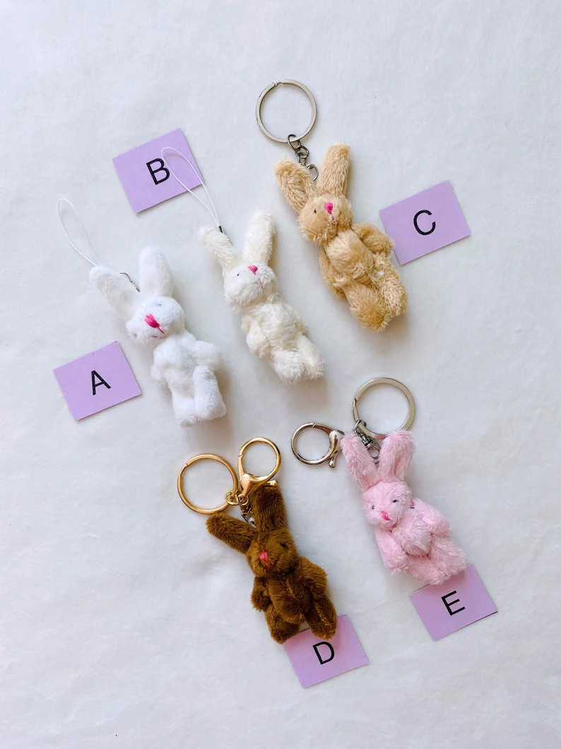 Cute Anime Bunny/bear Plush Phone Charm/keychain,kawaii Accessory Gift,cute Bag Charms,backpack C... | Etsy (US)