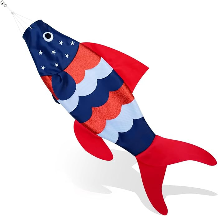 Patriotic USA American Fish Wind Sock | Boat Decorations for 4th of July | Boat, Dock, Deck, Patio, Lake & Garden | Amazon (US)