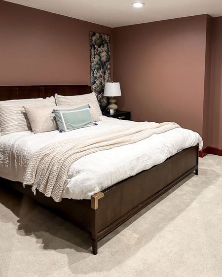 Shop my guest bedroom makeover! Wayfair, Memorial Day sale, fabric panels, bedroom, guest bedroom, king bed, Annie Selke bedding, amazon throw, amazon lamps, nightstands 

Wall color: Dutch Cocoa by Sherwin Williams
Trim: Sommelier by Sherwin Williams

#LTKFindsUnder50 #LTKHome #LTKStyleTip