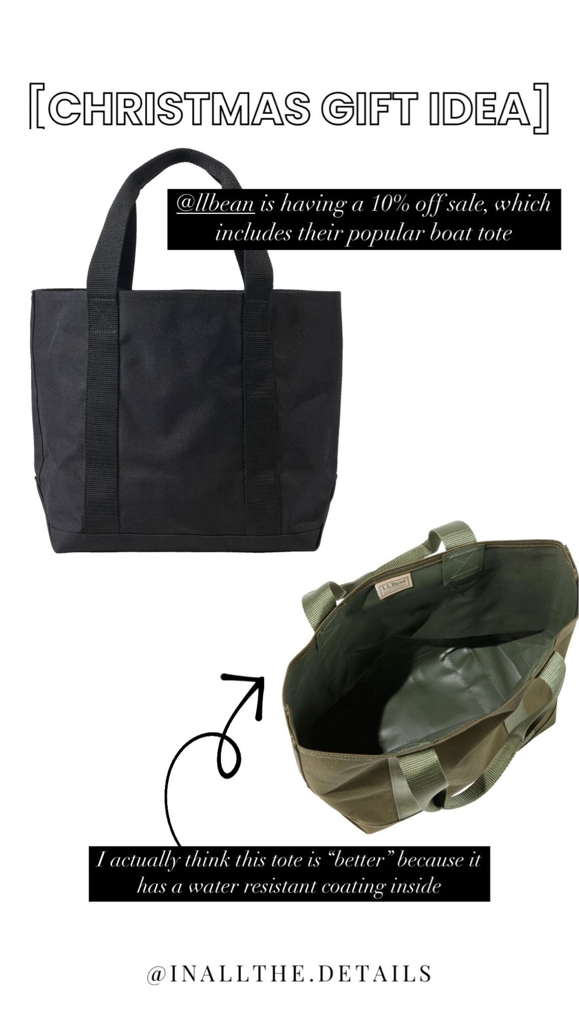 LLBEAN 10% off boat tote and hunter tote 