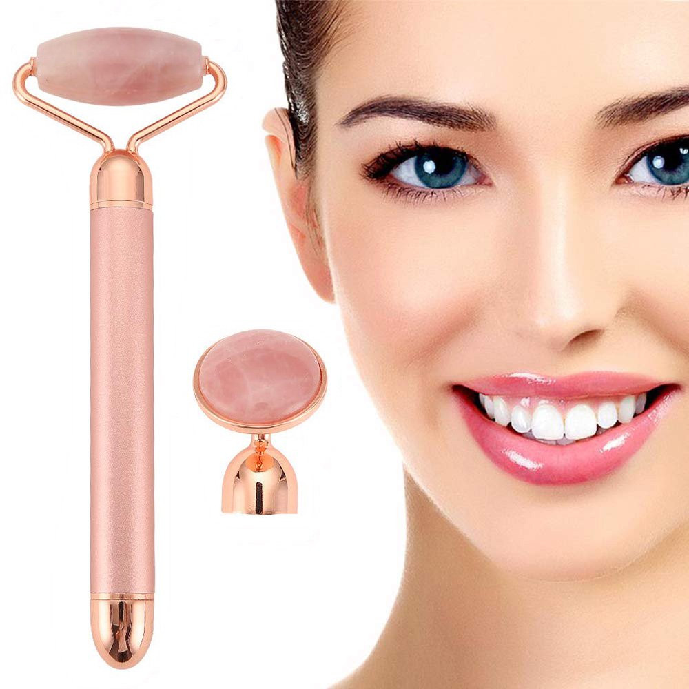 2-IN-1 Electric Jade Roller Facial Massager, Nature Rose Quartz Beauty Bar Face Roller Kit, Arm E... | Walmart (US)
