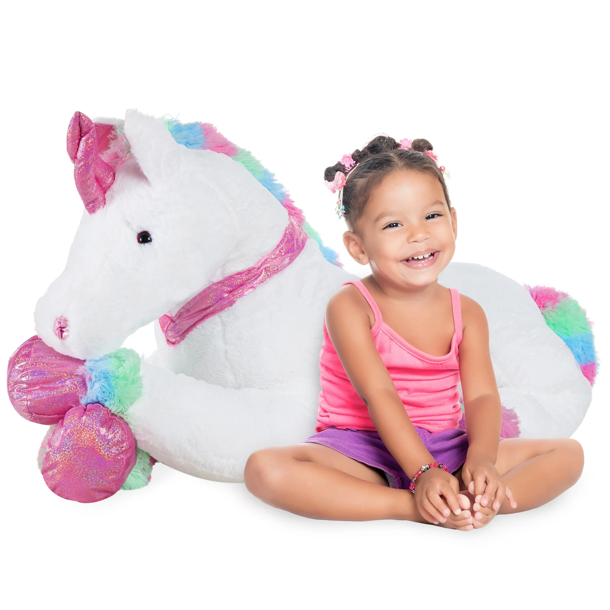 Best Choice Products 52in Kids Large Plush Unicorn, Life-Size Stuffed Animal Toy w/ Rainbow Detai... | Walmart (US)