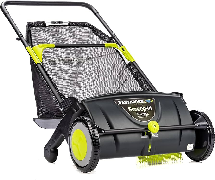 Earthwise LSW70021 21-Inch Width Leaf & Grass Push Lawn Sweeper, Black | Amazon (US)