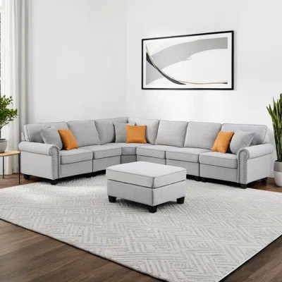 Sherburne 121.1" Wide Reversible Modular Corner Sectional with Ottoman | Wayfair North America