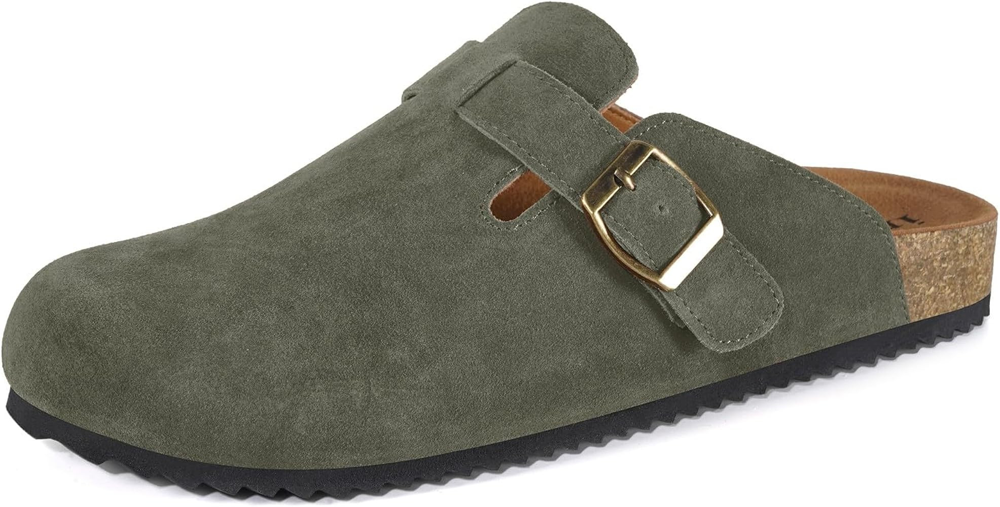 Intini Womens Suede Clogs Mens Leather Mules Cork Footbed Sandals with Arch Support | Amazon (US)