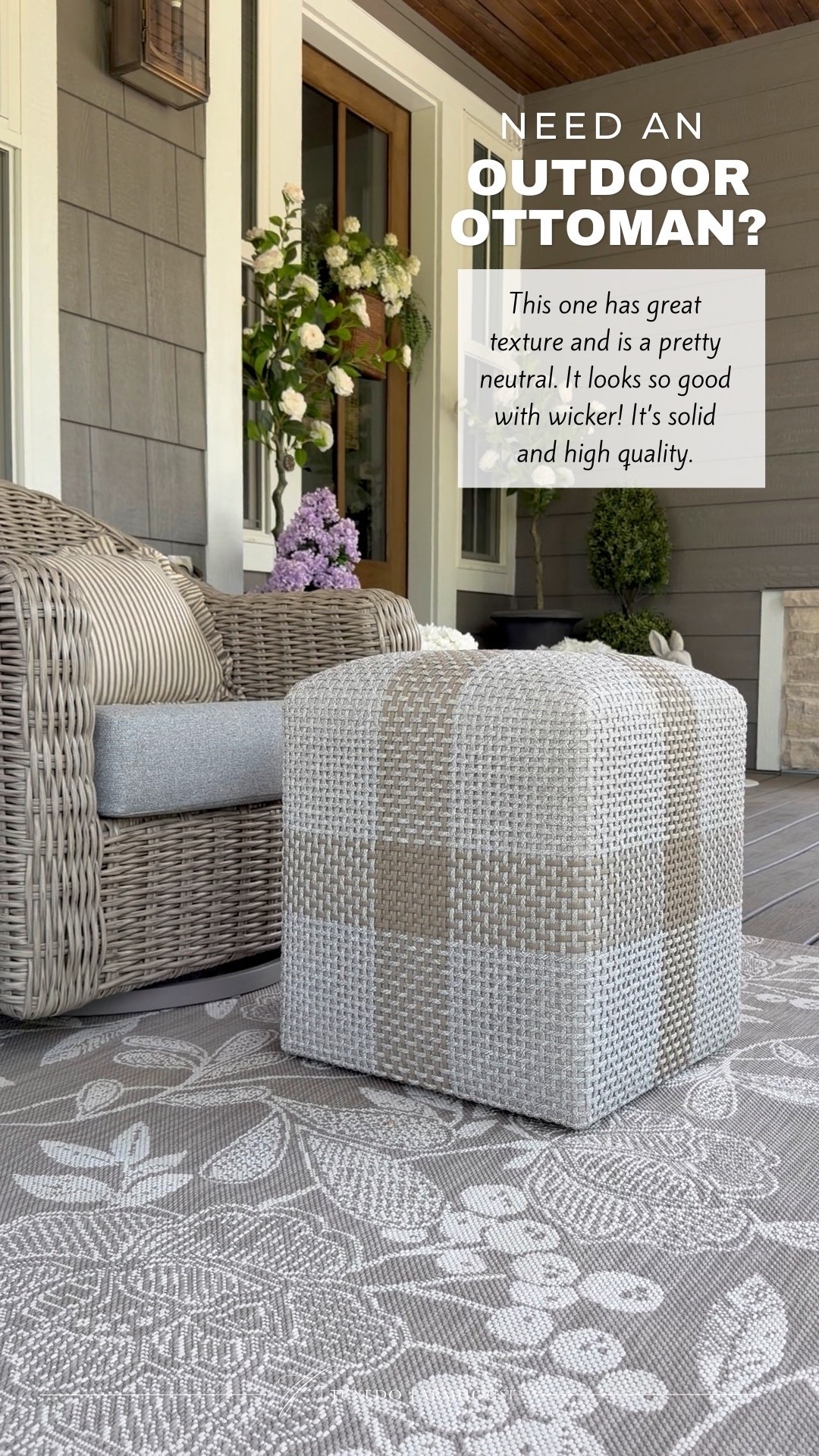 Check out this outdoor ottoman I found for my porch! It has great texture, is a beautiful neutral cooler and great quality. It looks great with wicker.

#LTKSeasonal #LTKHome #LTKSaleAlert