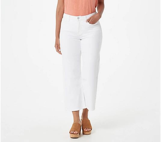 Jen7 by 7 for All Mankind Crop Wide-Leg Jeans - White | QVC