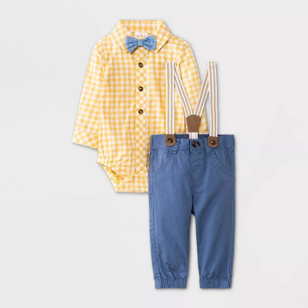 Baby Boys' Gingham Woven Top & Bottom Set - Cat & Jack™ Yellow | Target