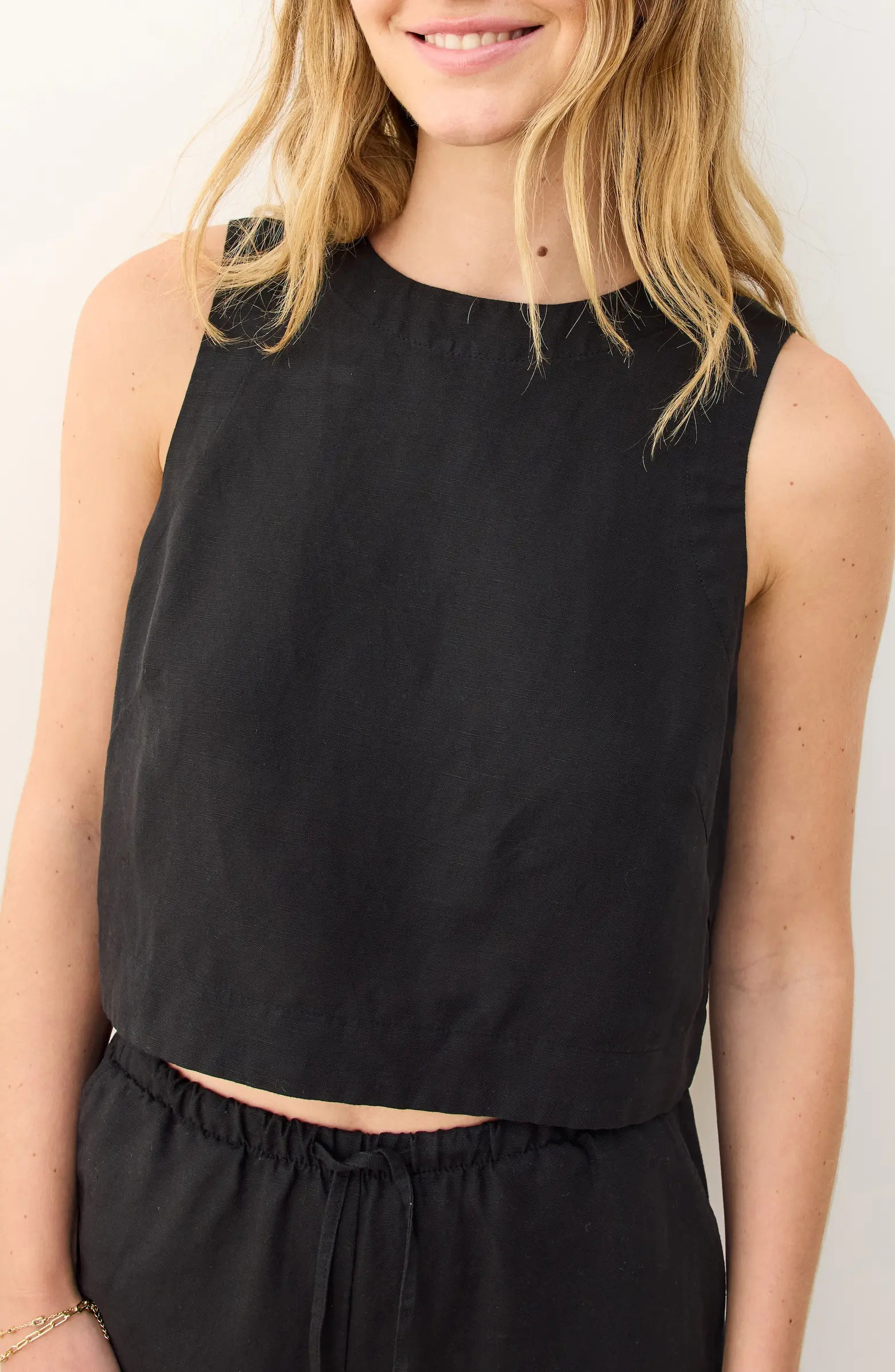Marine Layer Quinn Sleeveless Linen Blend Crop Top | Nordstrom | Nordstrom