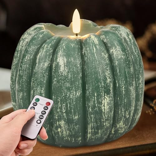 Fall Decorations for Home - Fall Decor - Flickering Flameless Wax Pumpkin LED Candle with Timer R... | Amazon (US)