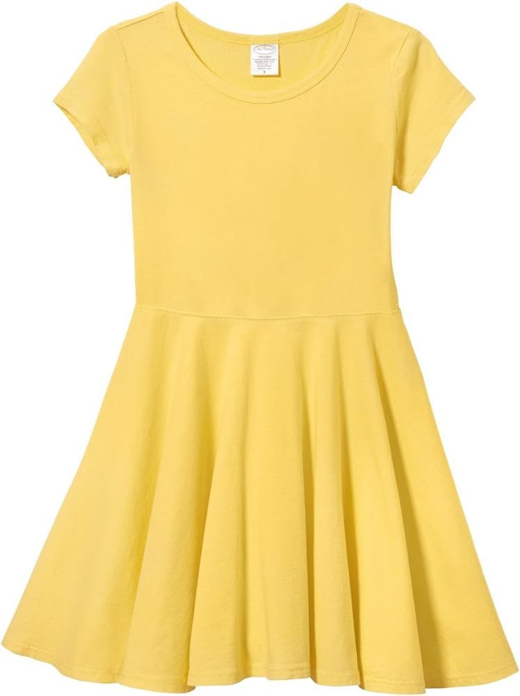 Girls' Cotton Short Sleeve Skater Party Twirly Dress | Amazon (US)