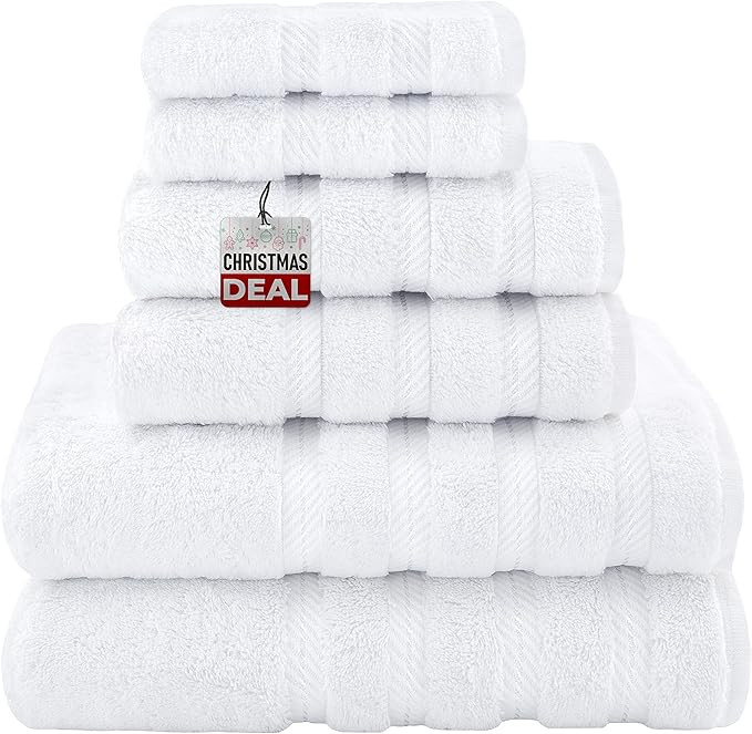 American Soft Linen 6 Piece Towel Set, 2 Bath Towels 2 Hand Towels 2 Washcloths, 100% Turkish Cot... | Amazon (US)