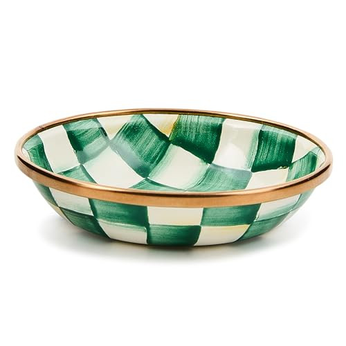 MACKENZIE-CHILDS Enamel Dipping Bowl, Small Serving Bowl for Entertaining, Green-and-White Emerald Check | Amazon (US)