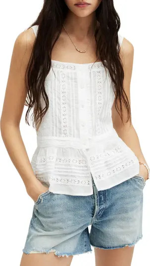 Catalina Peplum Pintuck Lace Detail Top | Nordstrom
