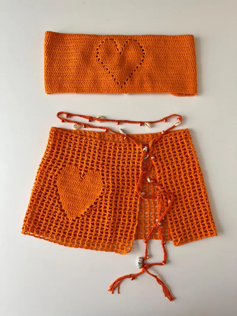 Beach Knit Set - Handmade Summer Outfit - Boho Crochet Two Piece Set - Etsy | Etsy (US)