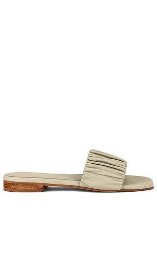 Pekan Ruched Leather Slide in Cement | Revolve Clothing (Global)