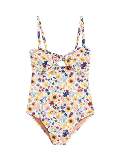 Tie-Front Keyhole Bandeau-Style One-Piece Swimsuit for Women | Old Navy (US)