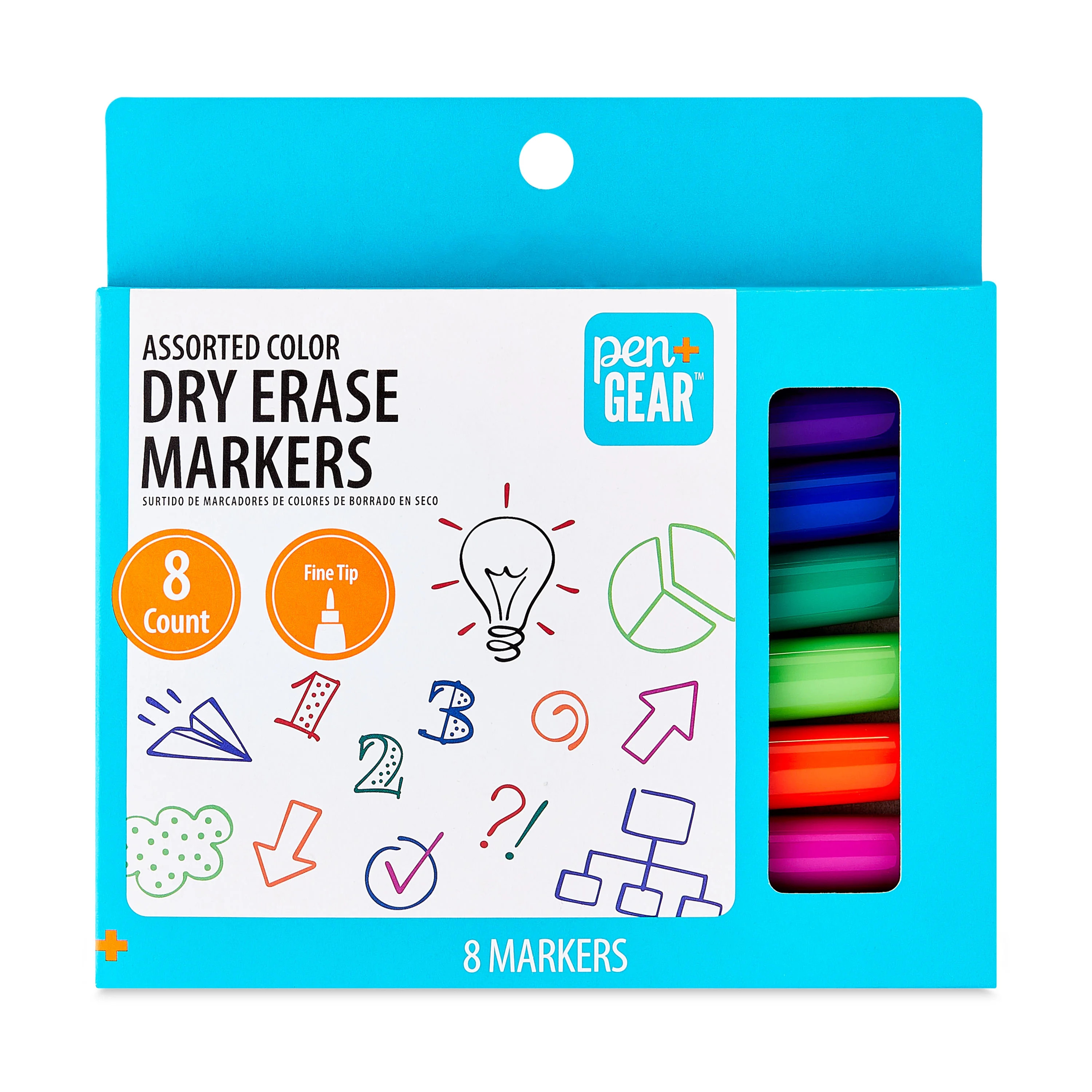 Pen+Gear Dry Erase Markers, Fine Tip, Assorted Ink Colors, 8 Count - Walmart.com | Walmart (US)