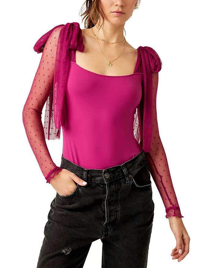 Tongue Tied Sheer Sleeve Bodysuit | Bloomingdale's (US)