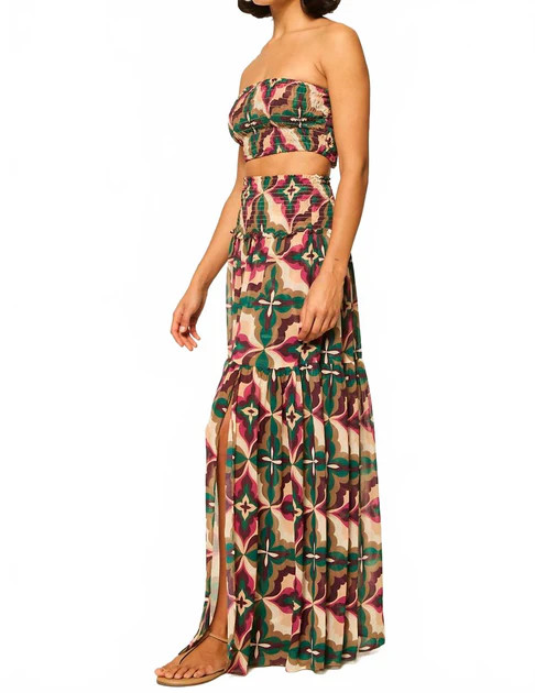 Women's Polly Skirt In Green Multi | Shop Simon