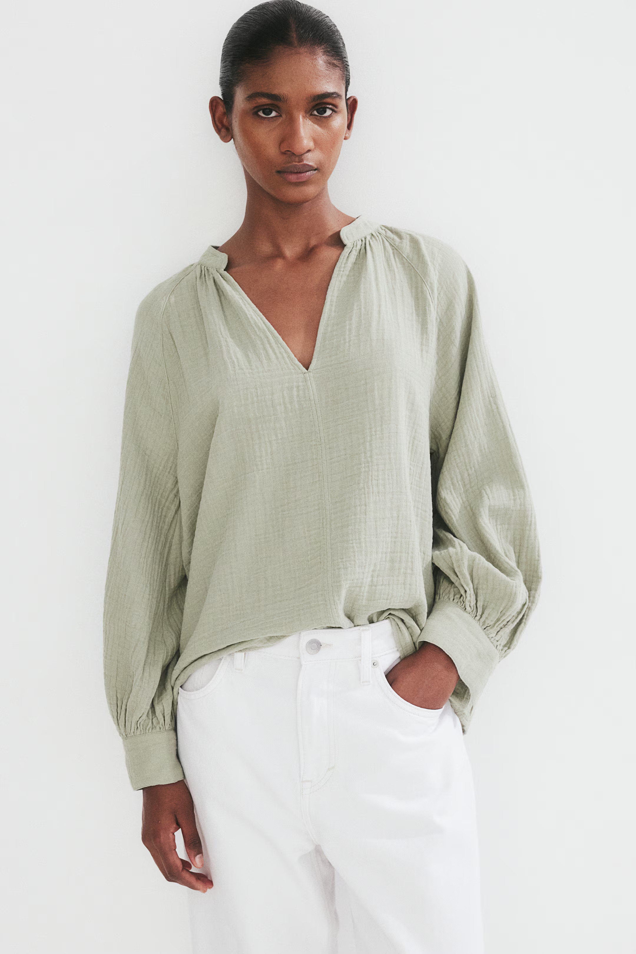 Dubbelgeweven blouse | H&M (DE, AT, CH, NL, FI)