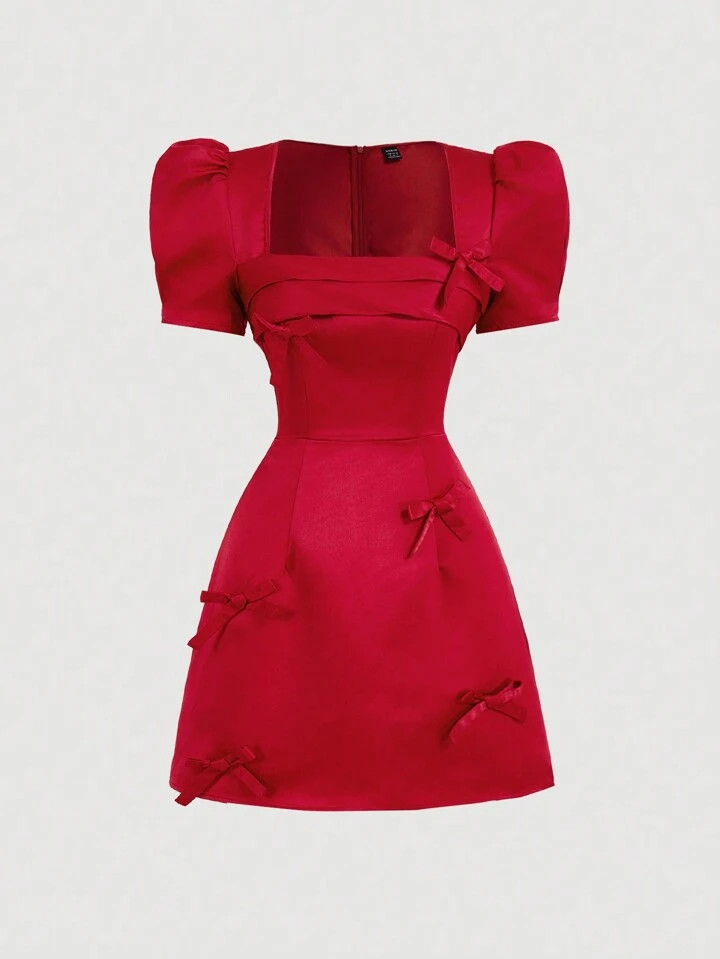 SHEIN MOD Bow Decor Vintage Style Girls Summer Dress | SHEIN
