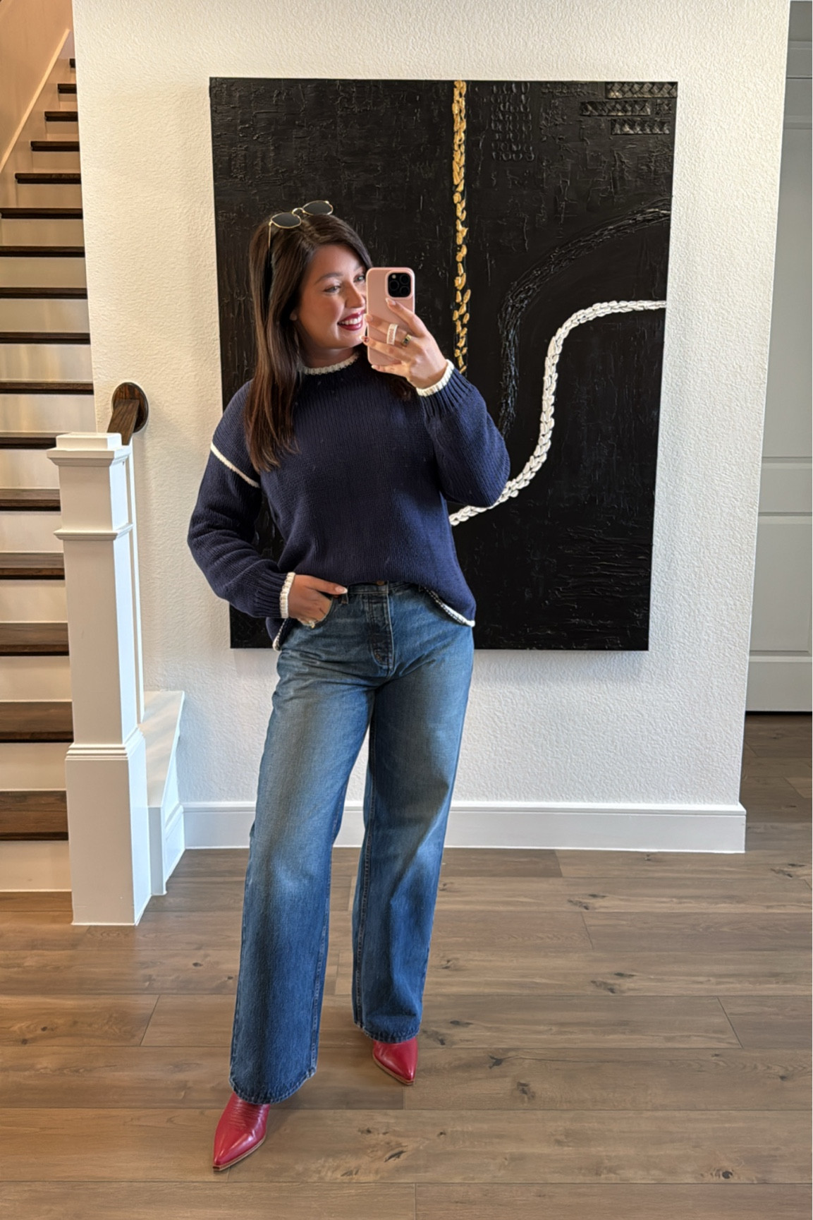 Going to the nail salon & this is the cold weather outfit. Sweater is true to size. Jeans run one size big & a bit long. I’m in the regular length at 5’7 with a small heeled boot 

#LTKStyleTip #LTKMidsize #LTKShoeCrush