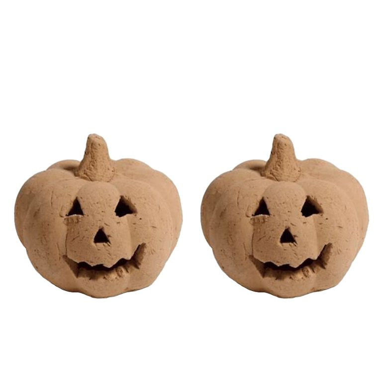2 Pcs Paper Mache Jack-o'-Lantern Tabletop Decoration, Handmade Terracotta Pumpkin Jack O' Lanter... | Walmart (US)