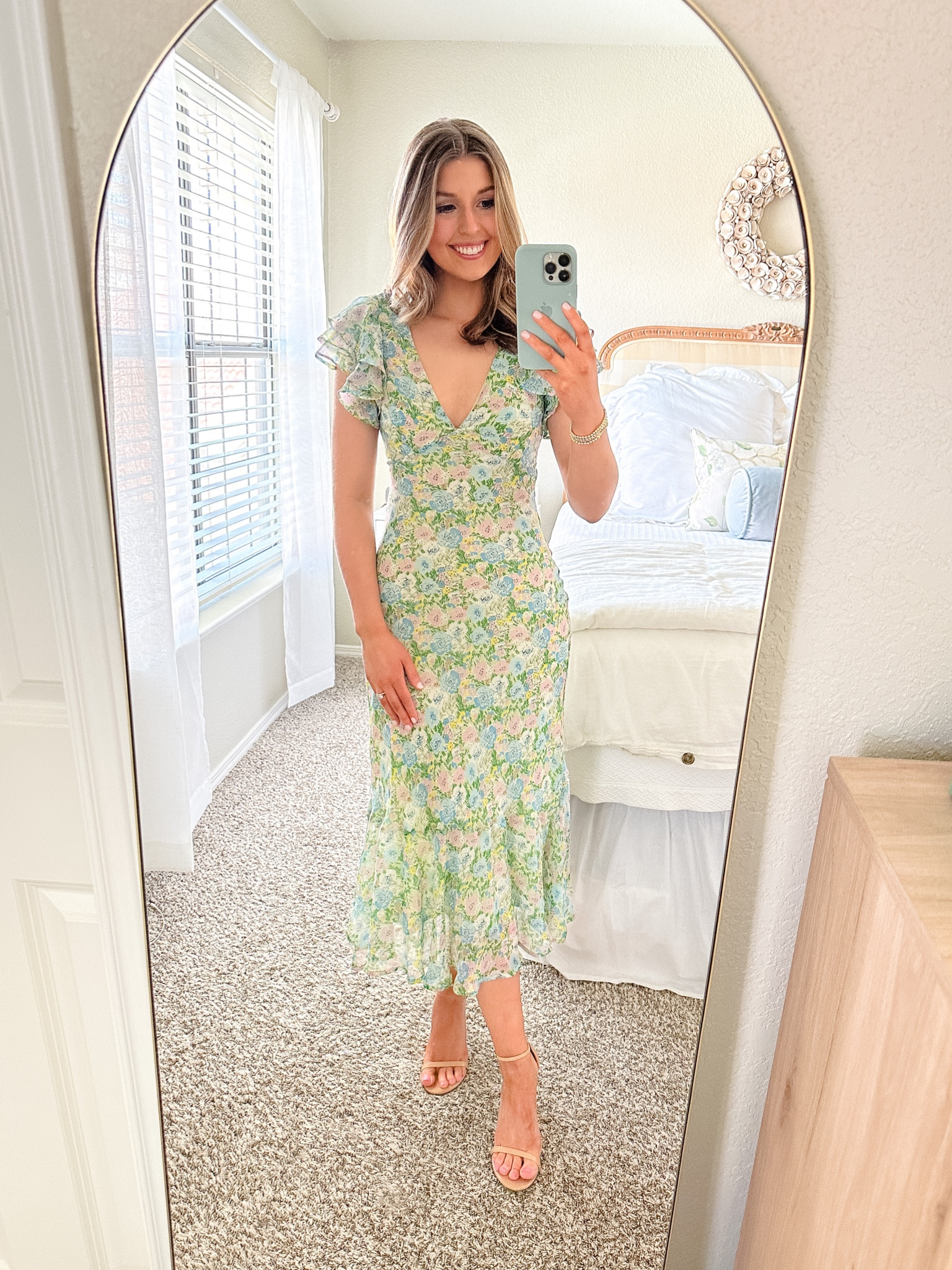Floral midi dress! Wearing a size XS. Perfect for a wedding or bridal shower!

Midi dress // summer dress // floral dress // wedding guest dress // 

#LTKSeasonal #LTKwedding #LTKstyletip