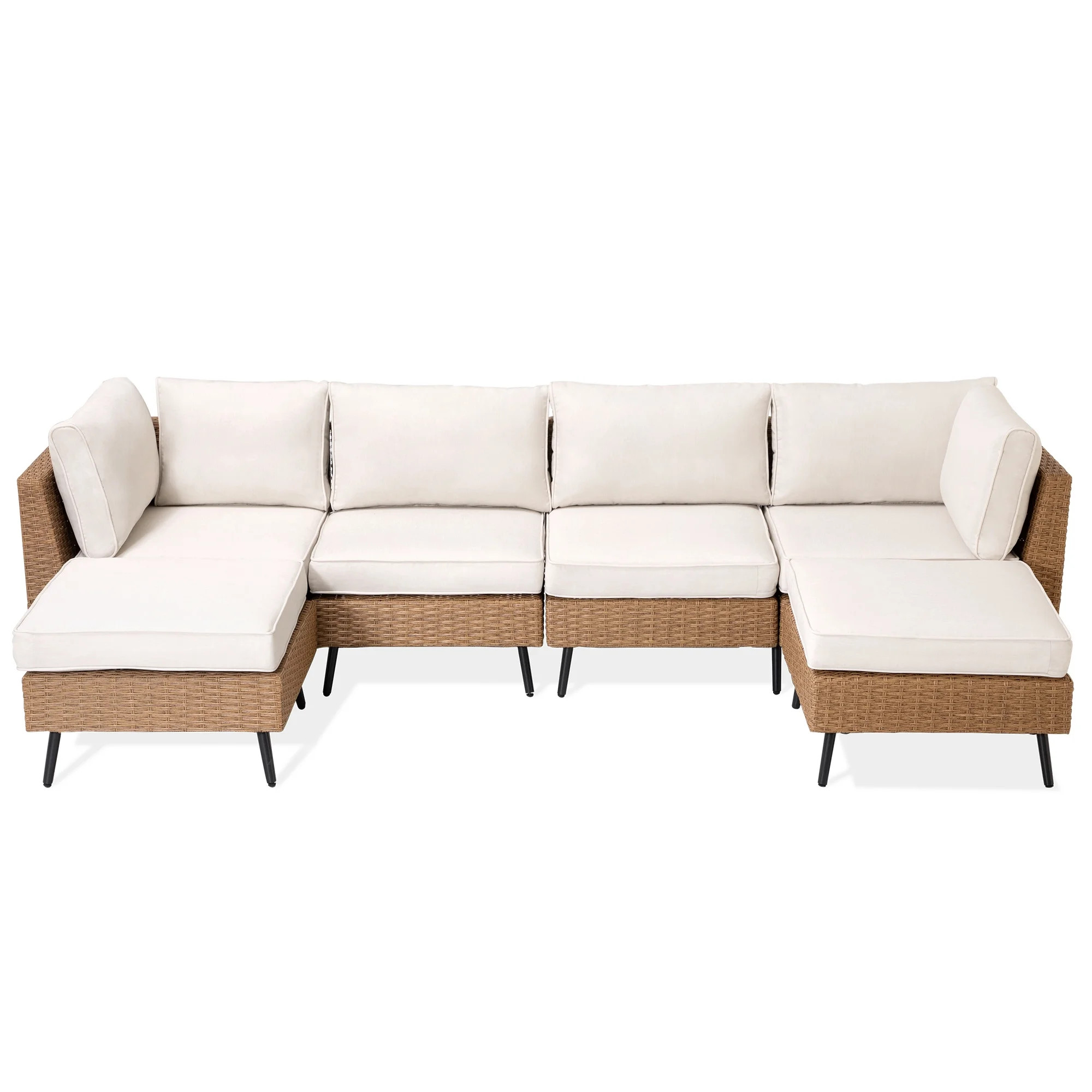 LAUSAINT HOME 6-Piece Patio Conversation Set, Outdoor Sectionals with 4 Chairs, 2 Ottomans and Pl... | Walmart (US)