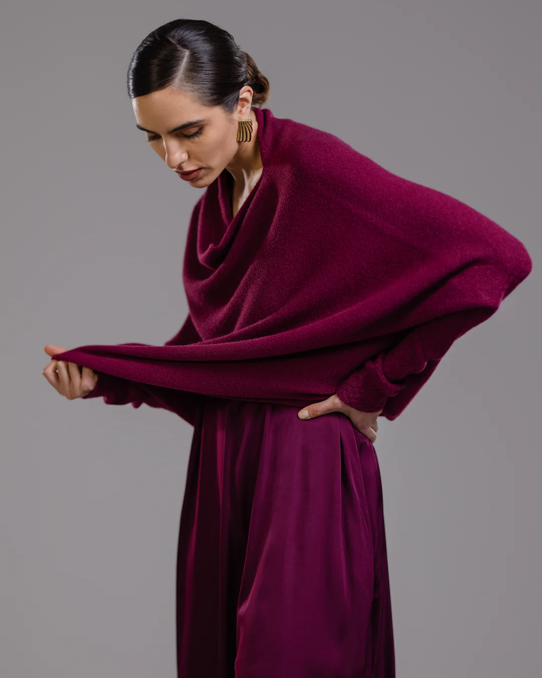 Asymmetric Draped | Burgundy | JAKI