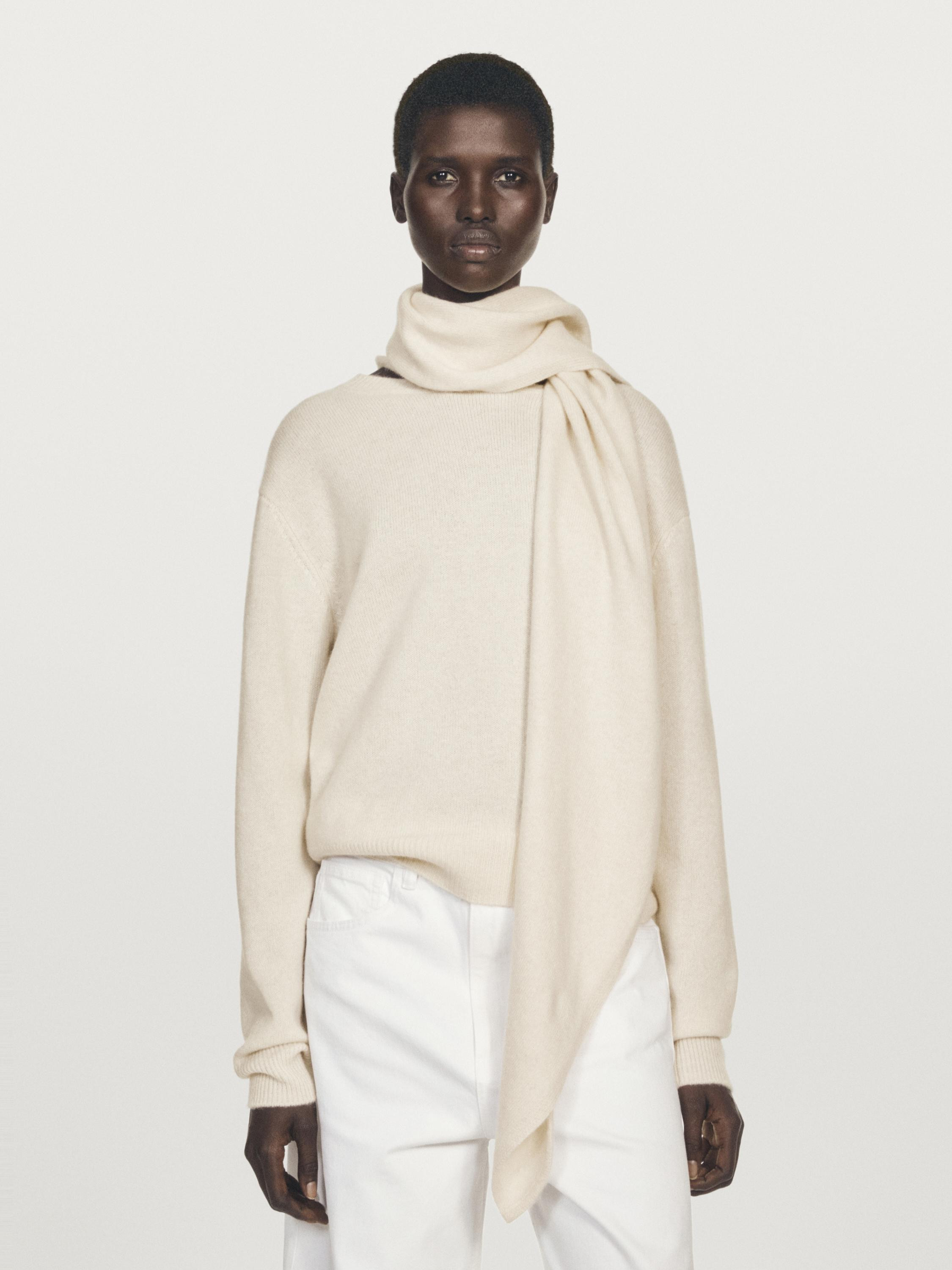 100% cashmere scarf neck sweater | Massimo Dutti UK
