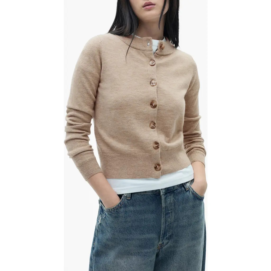 MANGO Crewneck Cardigan in Light/Pastel Grey at Nordstrom, Size Medium | Nordstrom