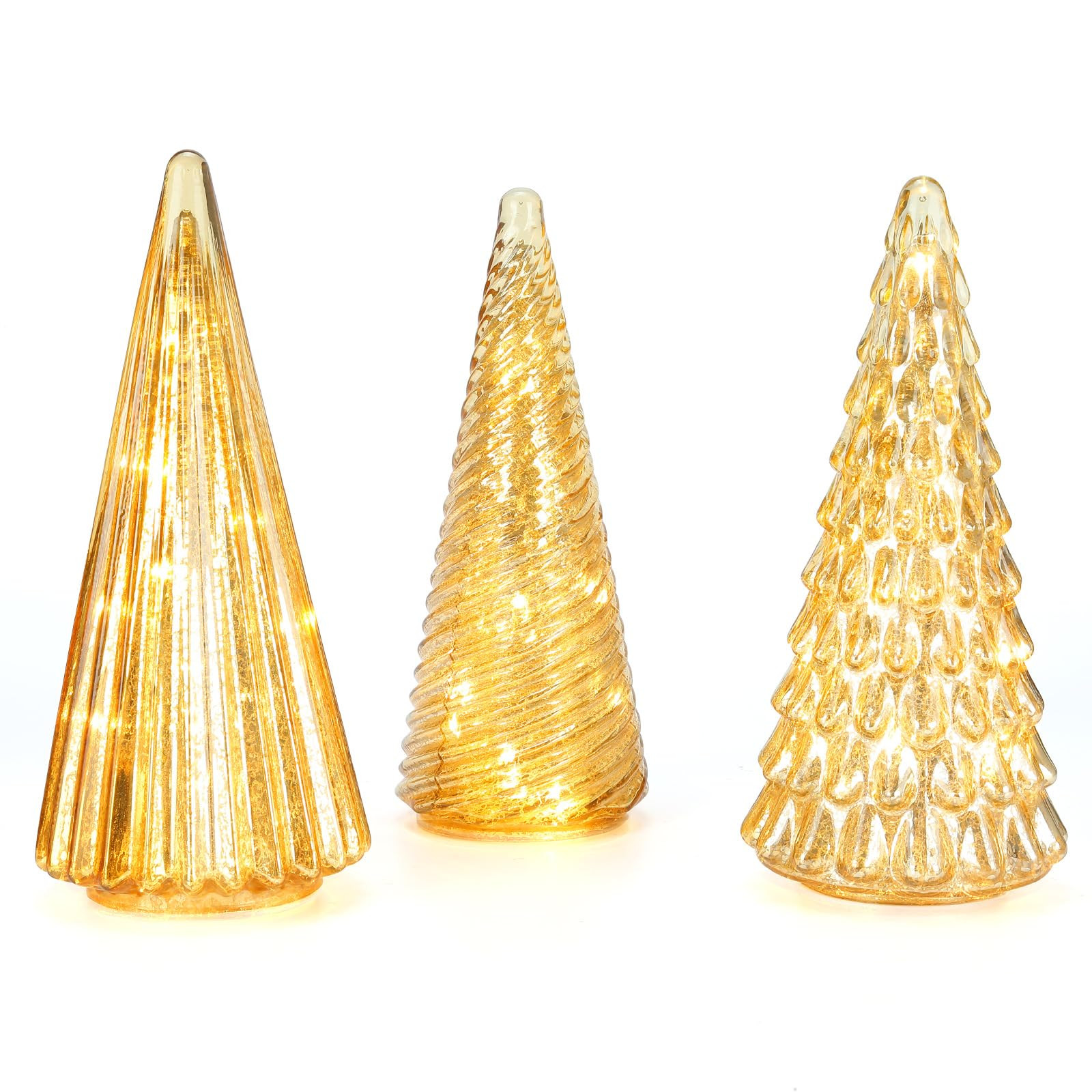 Table Top Christmas Tree Decorations with Fairy Lights,Gold Mercury Glass Finish, Holiday Table C... | Amazon (US)