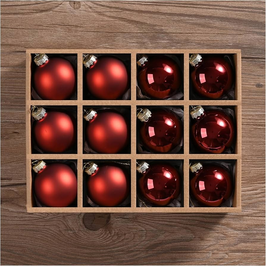 WDS WONDROUS Glass Christmas Hanging Ball Ornaments, Set of 12 Decorative Balls for Xmas Tree Dec... | Amazon (US)
