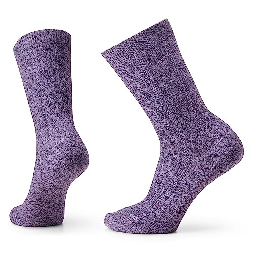 Smartwool Everyday Zero Cushion Merino Wool Cable Crew Socks for Men and Women, Uviolet-Purp Iris Marl, Large | Amazon (US)