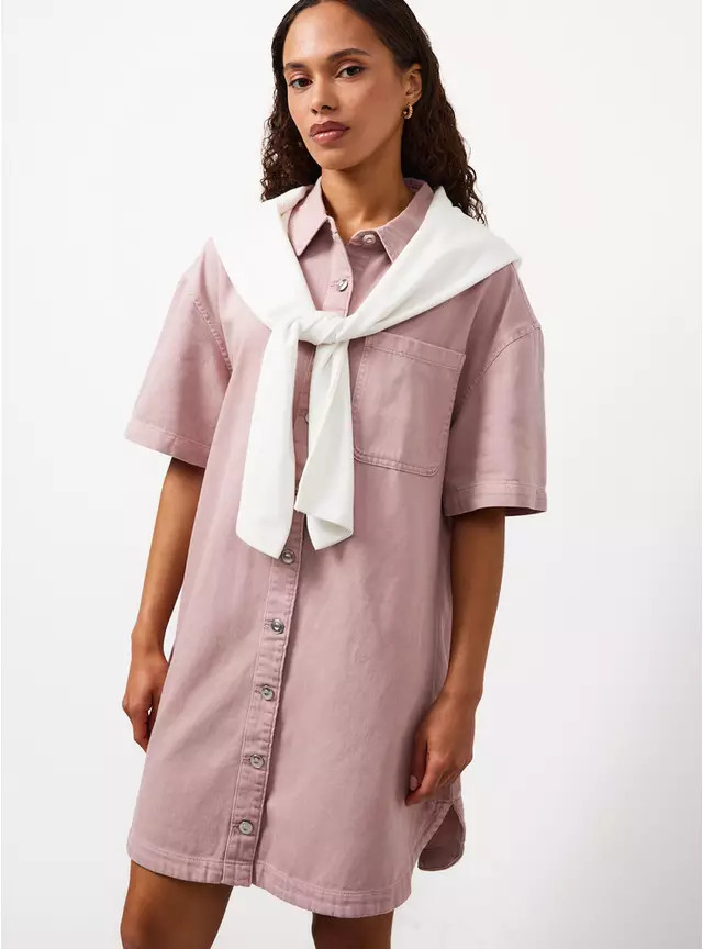 Buy Pink Denim Mini Shirt Dress 14 | Mini | Tu | Tu Clothing