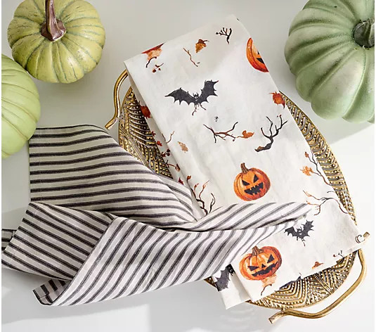 Cozy Cottage by Liz Marie Halloween Tea Towel Set - QVC.com | QVC