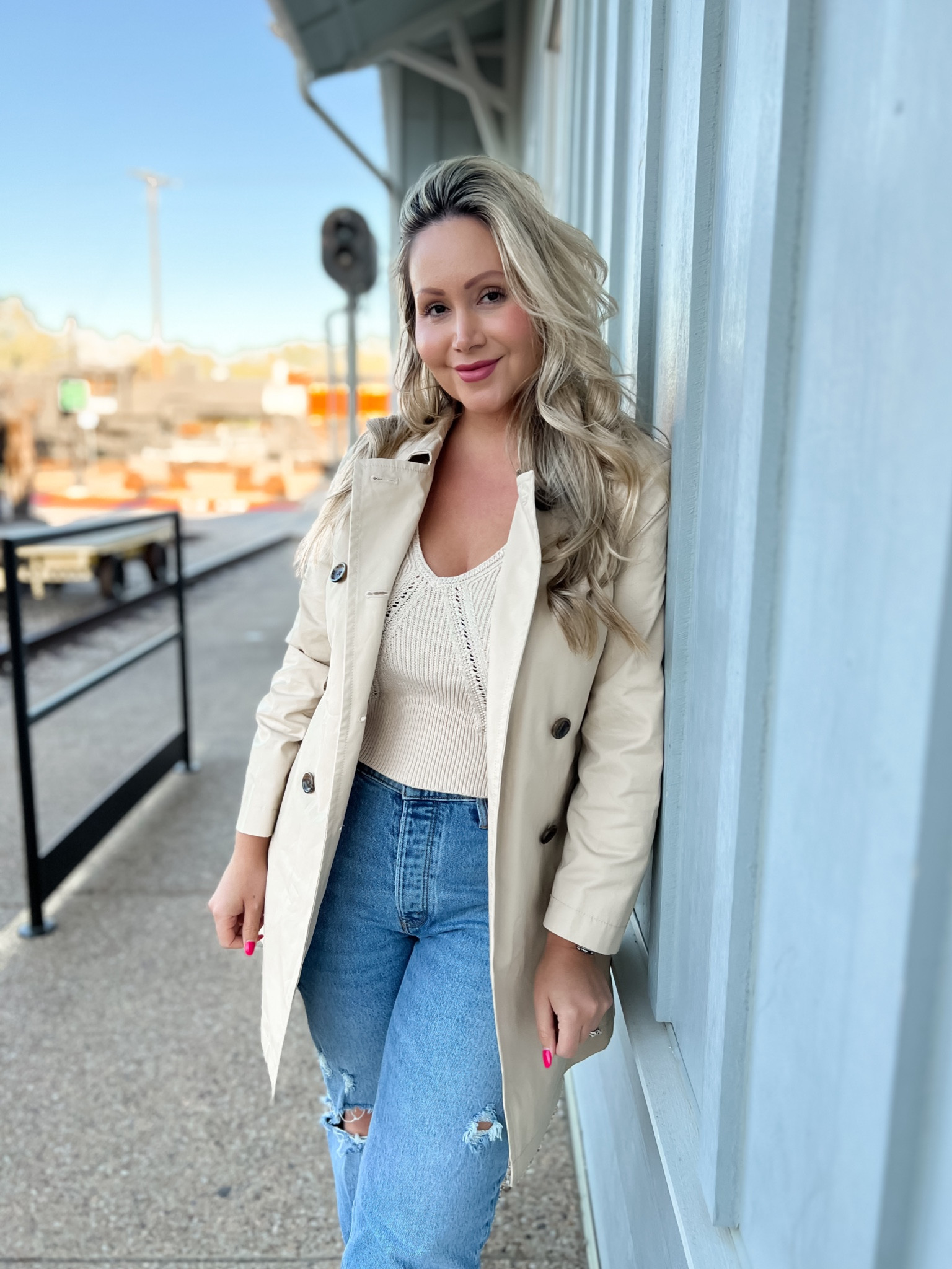 Fall Outfits
Waterproof Trench Coat: 12 Petite 
Cropped sweater tank top: M
High waisted straight leg jeans: 10R
#FallFashion

#LTKover40 #LTKSeasonal #LTKmidsize