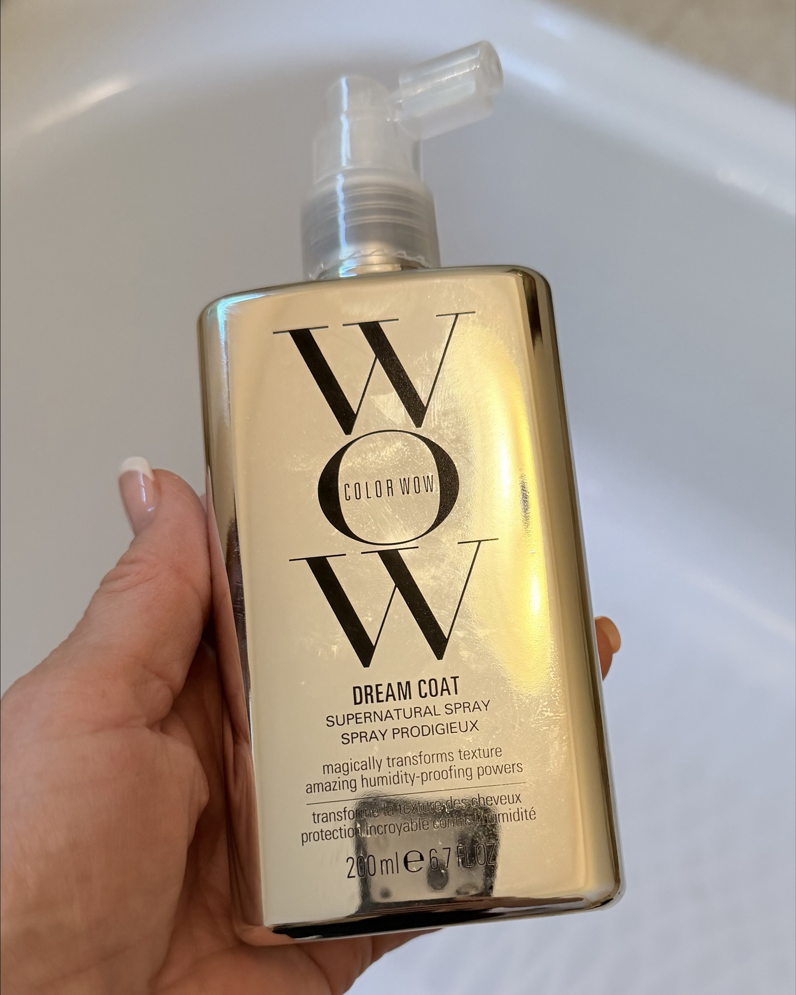 Hair products I’m currently using & loving  
1.  Wow - spray on wet hair before drying hair. 
2.  Oribe - spray on before curling hair 
3. Lolavie- control flyaways and Tane fizziness 

#LTKselfcare #LTKBeauty #LTKOver40