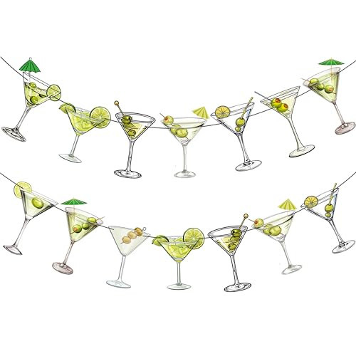 Martini Party Decorations 2pcs Martini Cocktail Cups Banners Martini Margarita Theme Banners for Cocktail Birthday Party Martini Theme Bachelorette Party Bridal Shower Supplies | Amazon (US)