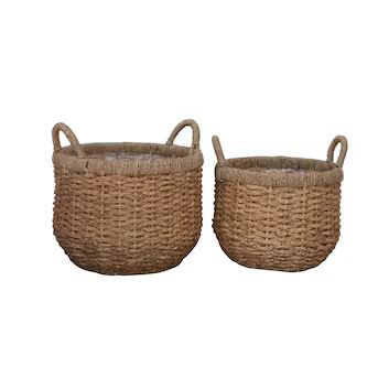 allen + roth 2-Pack Round 15.75-in W x 11.81-in H Brown Wicker Indoor Planter | Lowe's