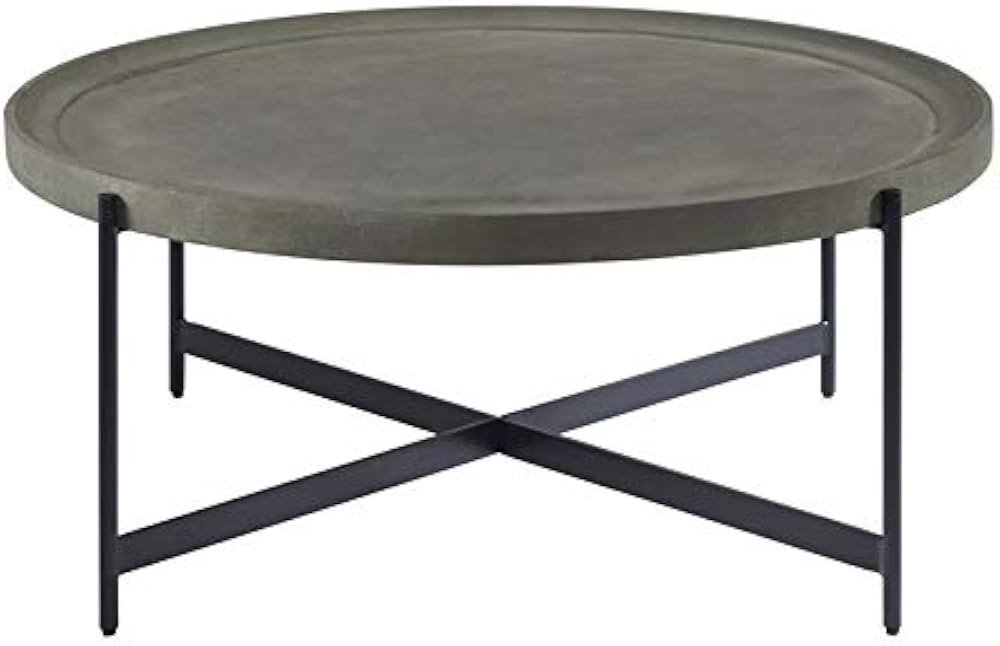 Brookline 42" Round Wood with Concrete-Coating Coffee Table | Amazon (US)