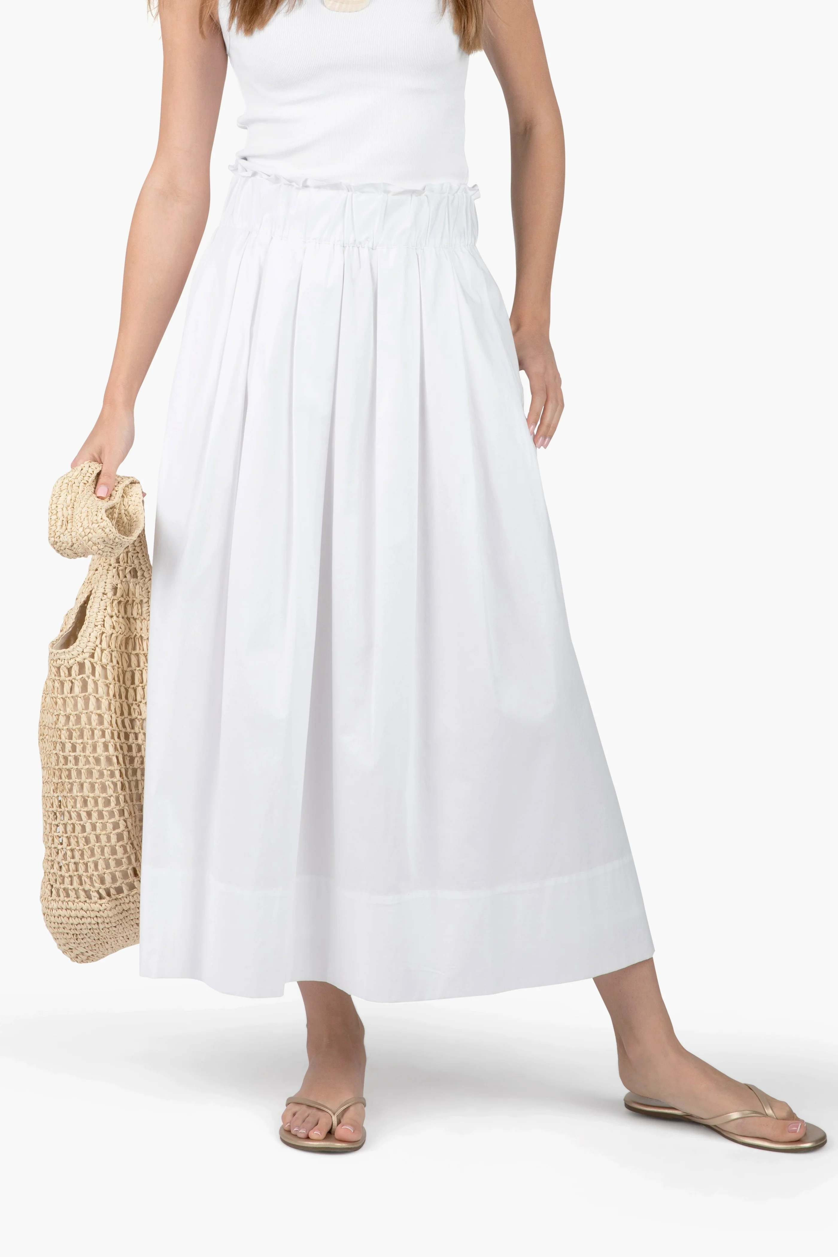 Take Pause Poplin Maxi Skirt - Snow | Quiet Culture